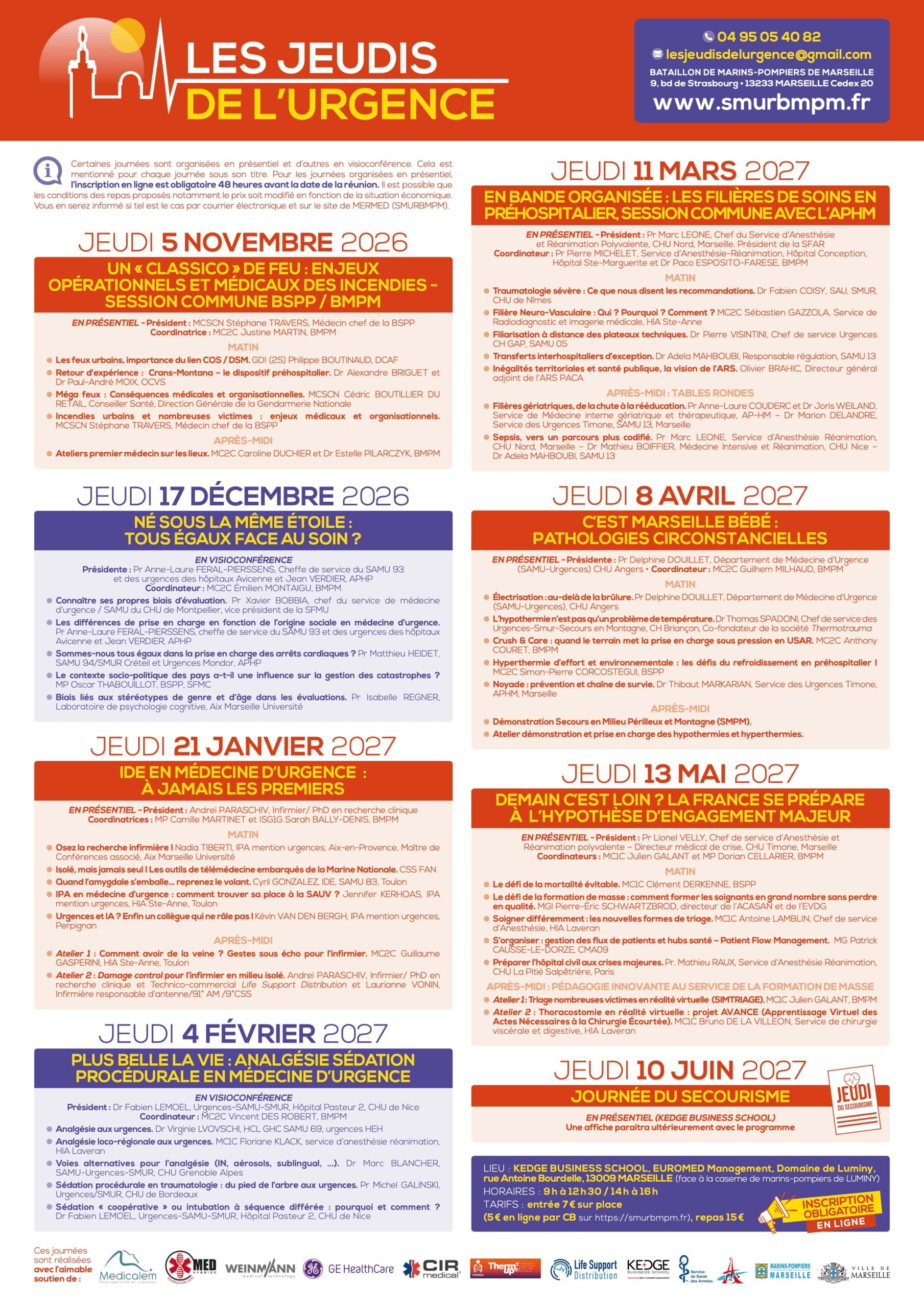 Le programme 2026-2027 des Jeudis de l'Urgence